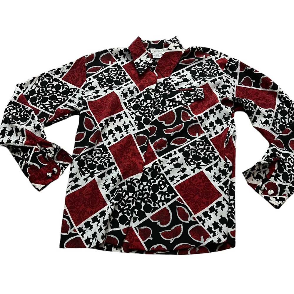 1990’s Vintage Print Button Down Shirt, Blouse, Small